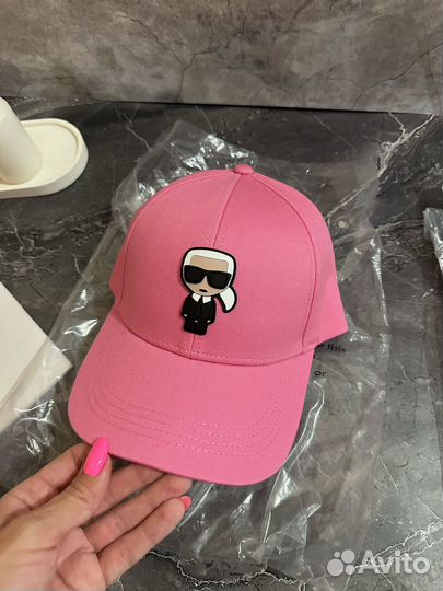 Кепка karl lagerfeld с чел розовая/ черная новая
