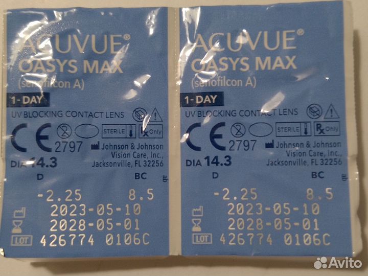 Линзы acuvue oasys MAX -2, 25