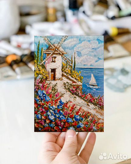 Картина маслом Миниатюра На берегу моря