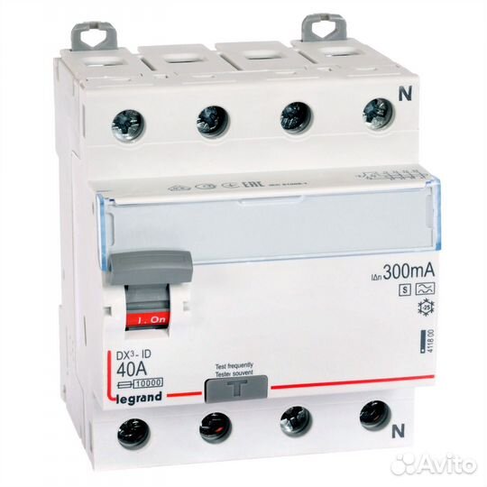 Legrand DX3 узо 4P 40А AS 300мА N справа
