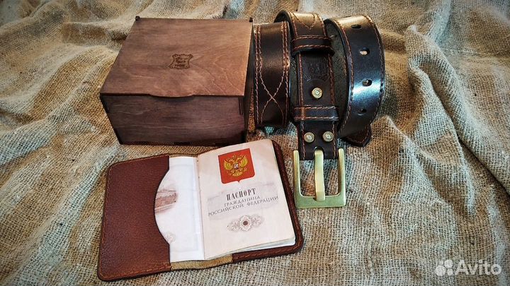 Ремень+ корочки для паспорта. Готовый подарок