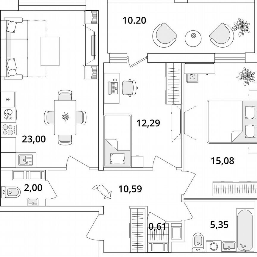 2-к. квартира, 73,8 м², 16/18 эт.