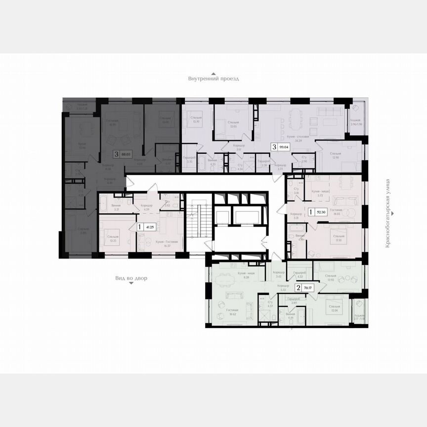 3-к. квартира, 88,1 м², 17/17 эт.