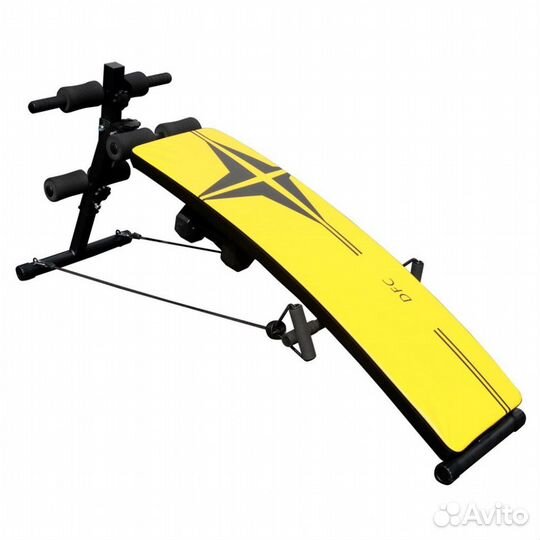 Скамья для пресса DFC D102RY с гантелями и эспанде