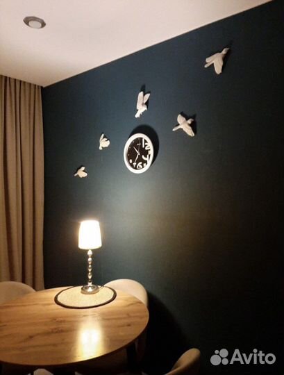 Барельеф декор панно «Стая птиц» гипс 5 шт