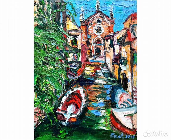 Италия картина маслом текстурная 20 на 15 см