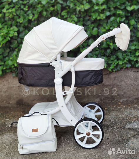 Luxmom 608-2 коляска 3в1 (белая)