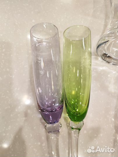 Бокалы винтажные Франция цветное стекло