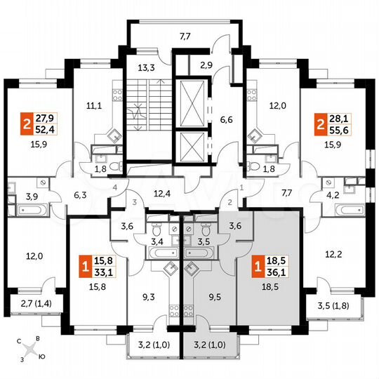 1-к. квартира, 36,1 м², 4/18 эт.