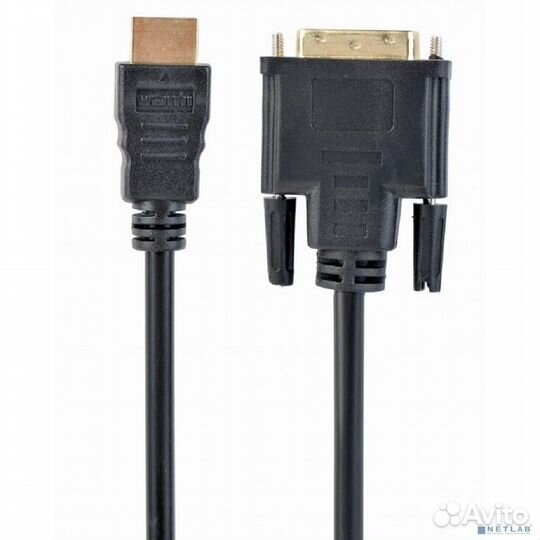 Кабель hdmi-DVI Cablexpert CC-hdmi-DVI-6, 19M/19M, single link, медь, позол.разъемы, экран, 1.8м, че