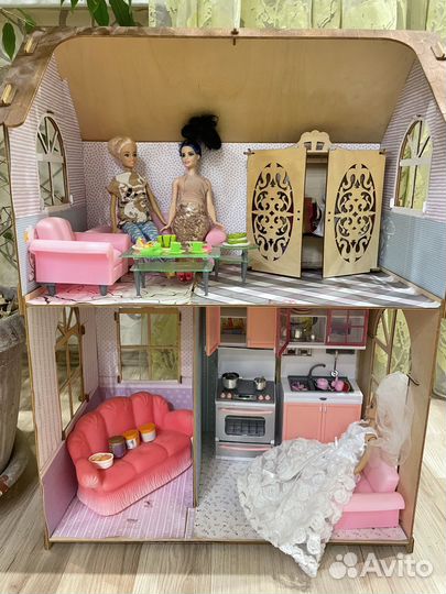 Кукольный домик для барби с мебелью