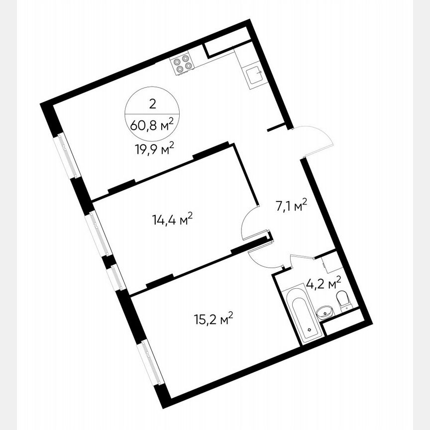 2-к. квартира, 60,8 м², 10/17 эт.