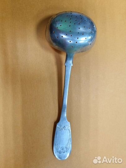 Антикварная Ложка-ситечко. Для компота, Сер