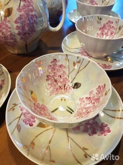 Чайный набор СССР фарфор. Серень. Ликино дулево