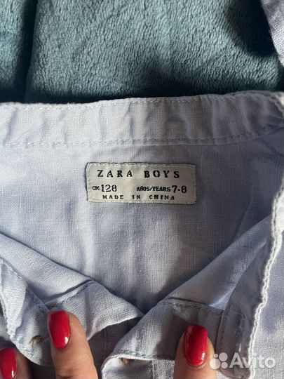 Рубашка голубая Zara для мальчика 128