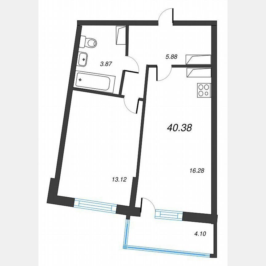 1-к. квартира, 43,3 м², 14/22 эт.