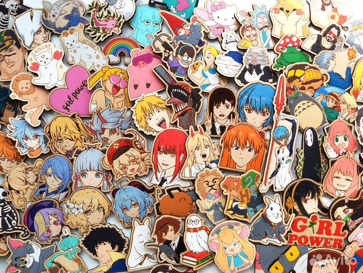 Деревянные значки аниме, мультфильмы, геншин