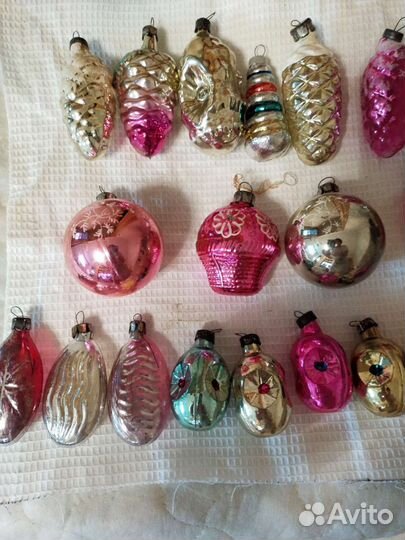 Елочные игрушки из стекла СССР