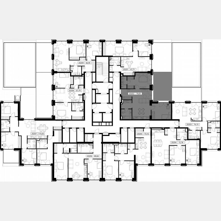 2-к. квартира, 79,8 м², 2/15 эт.
