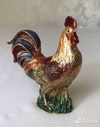 Шкатулка для украшений Петушок металл стразы