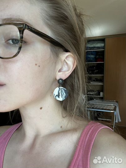 Серьги фарфор, серебро новые в коробочке