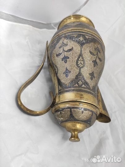 Кувшин серебро 875 проба, позолота