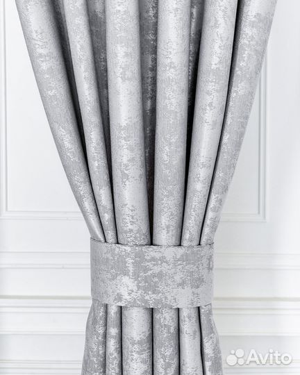 Комплект штор мрамор Зарина Стальной