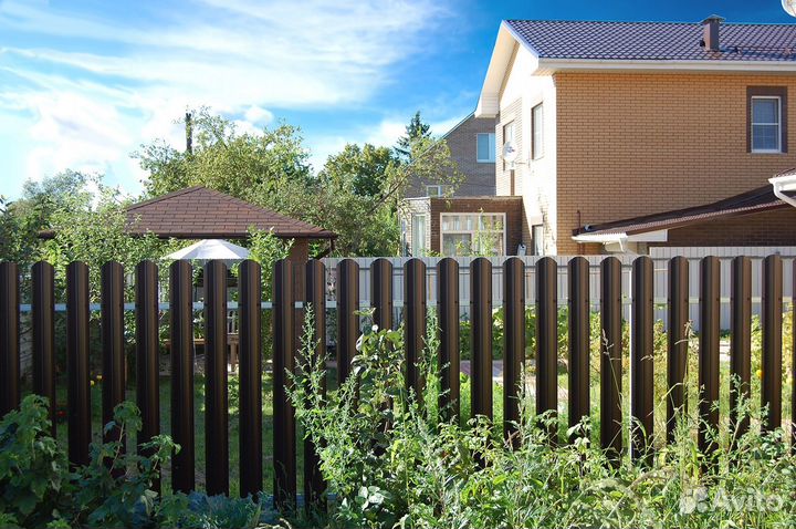 Штакетник Twin фигурный 0,45 Drap RAL 7016 антрацитово-серый, 1.00 м