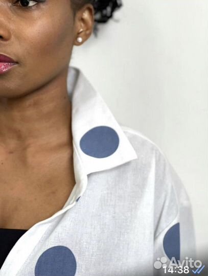 Ткань лен в горох отрез