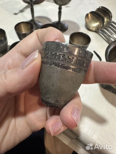 Мельхиоровая посуда рюмки, ложки