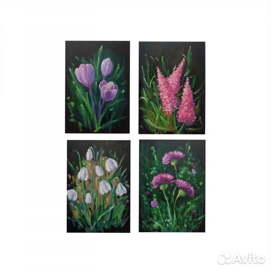 Картины маслом Картины с цветами Черный фон