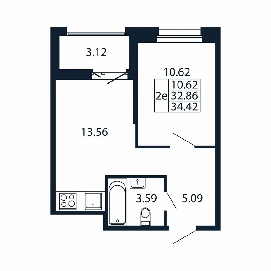 2-к. квартира, 36 м², 7/12 эт.