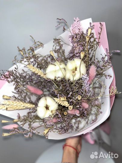 Букет с натуральным хлопком