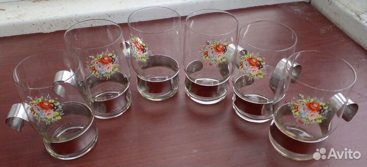 Набор стаканов с подстаканниками в родной коробке