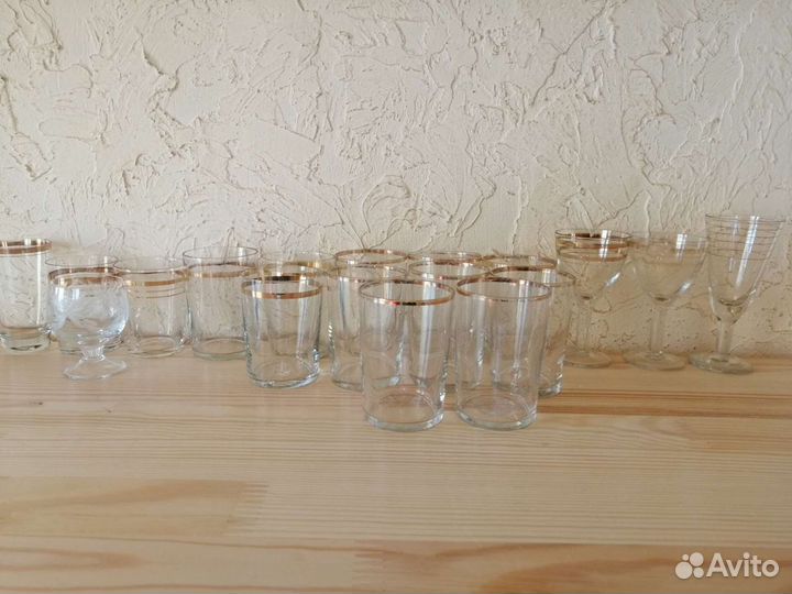 Рюмки и стопки СССР с золотым ободком