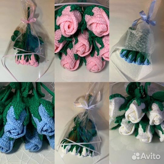 Букет из вязаных роз