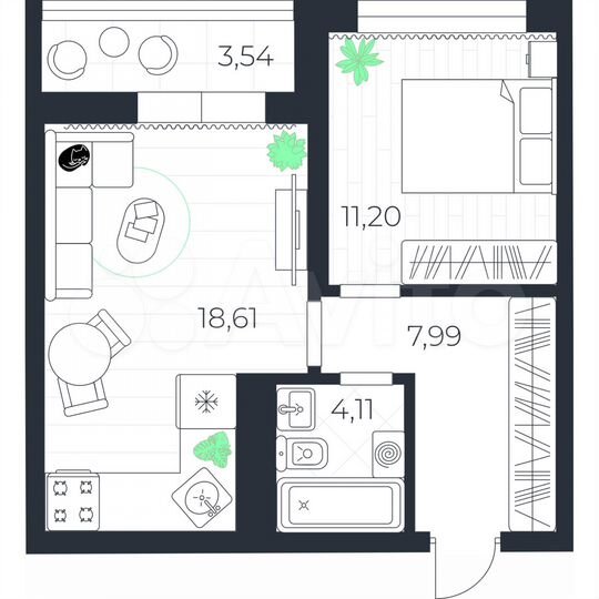 1-к. квартира, 44,5 м², 14/14 эт.