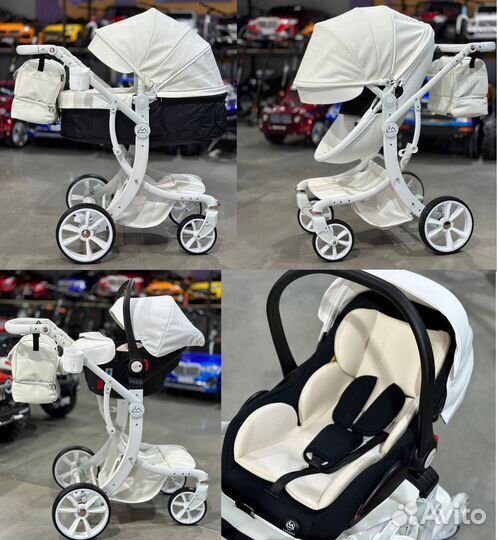 Коляска трансформер 3 в 1 luxmom эко-кожа 608-2