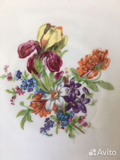Тарелка из СССР Дулево с Мейсенским букетом