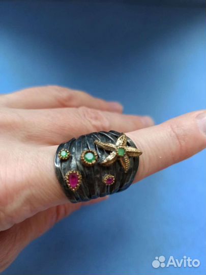 Серьги, кольца, браслет. Серебро, черчение, золоче