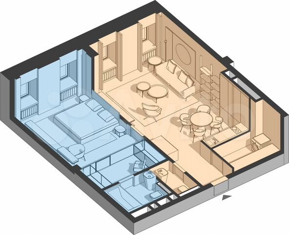 Своб. планировка, 66 м², 4/6 эт.