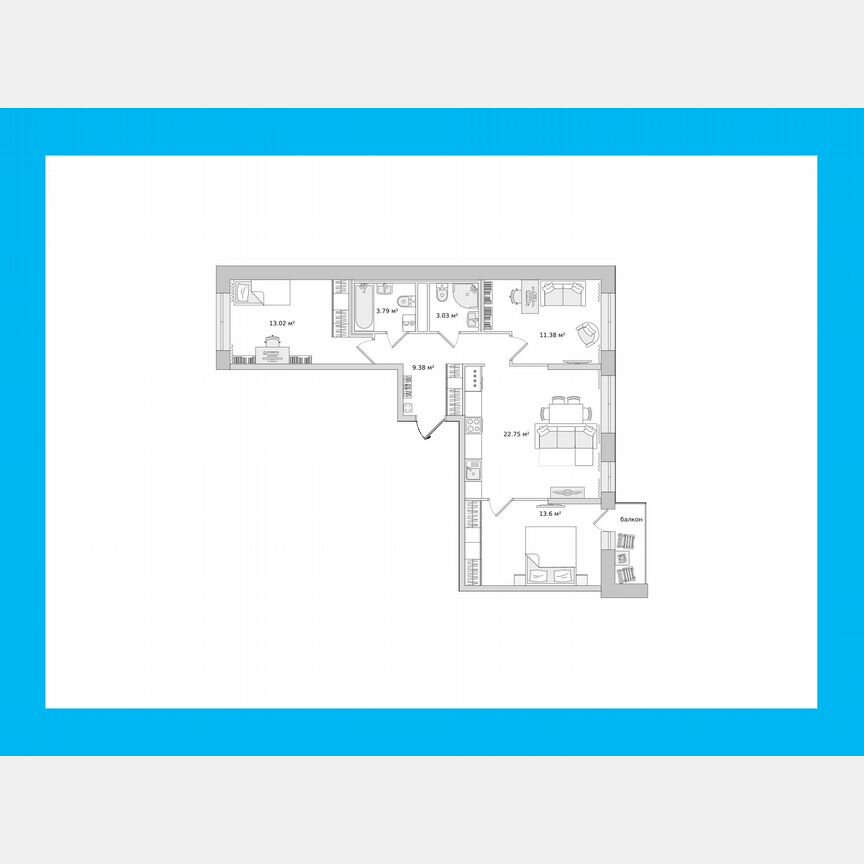 3-к. квартира, 77,7 м², 18/21 эт.
