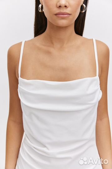 Белое платье на лямках (L)