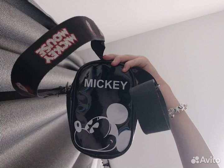 Сумка через плечо детская с микимаусом чёрная