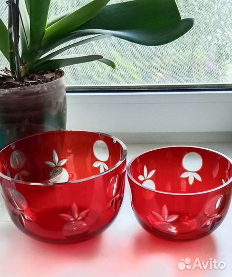 Декоративные вазы/салатник, Рубиновое стекло, СССР