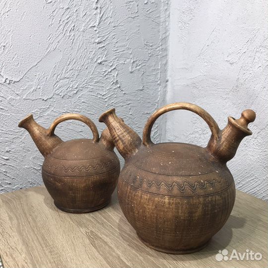 Кувшин чайник глиняный ручной работы