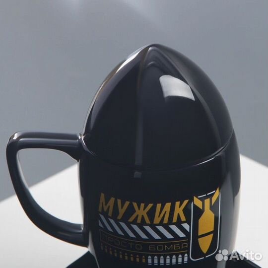 2 шт. Кружка керамическая 'Мужик', 300 мл, цвет чё