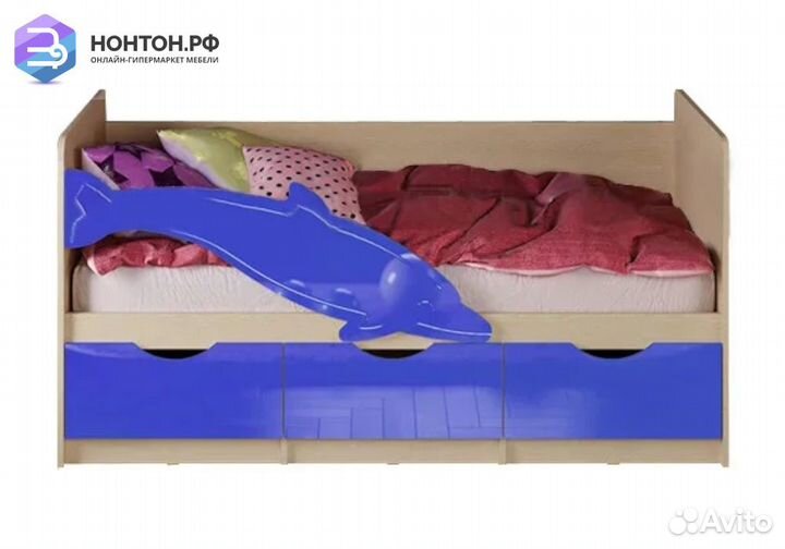 Кровать Дельфин №1 синий металлик
