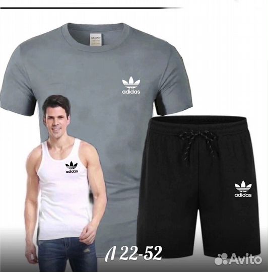 Спортивный костюм мужск шорт майка футболка adidas