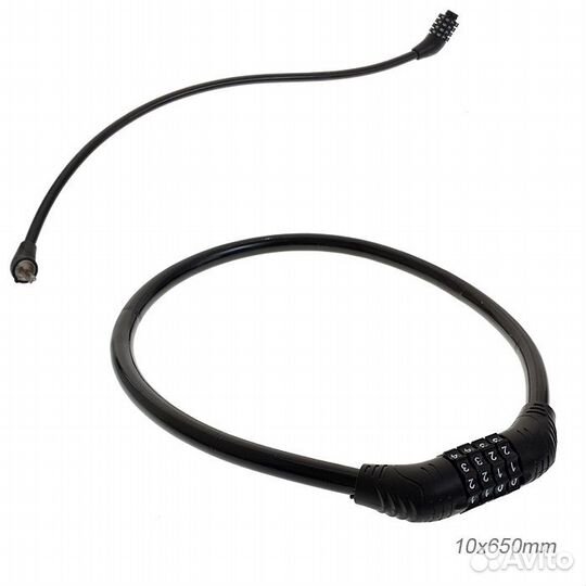 Замок тросовый кодовый С185, 4 разряда, 10х650мм